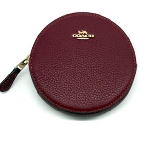 Coach Round Zippered Coin Case~Deep Red~Vintage~Style No. 86397~